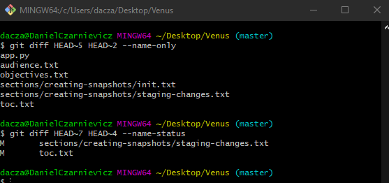 Viewing the changes across commits 2